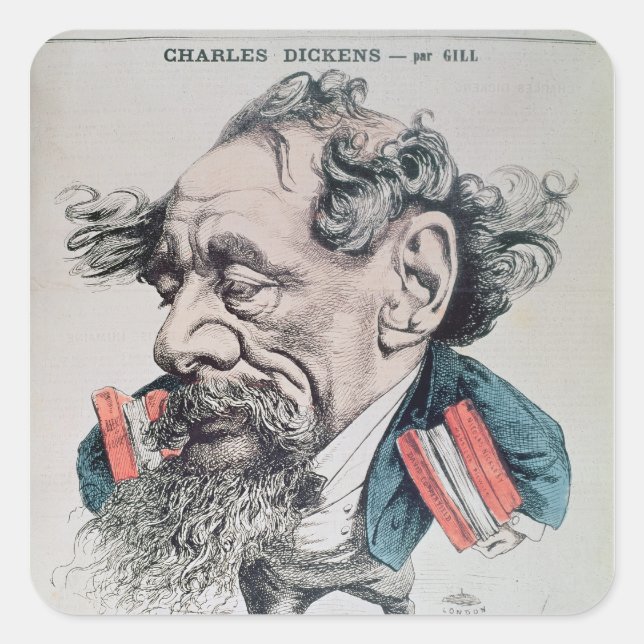 Charles Dickens astriert den Ärmelkanal Quadratischer Aufkleber (Vorderseite)