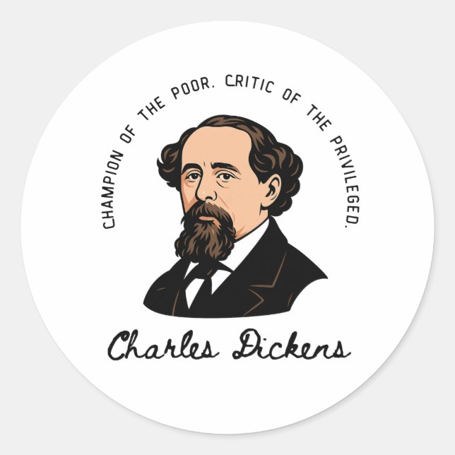 Charles Dickens - Champion der Armen Runder Aufkleber (Vorderseite)
