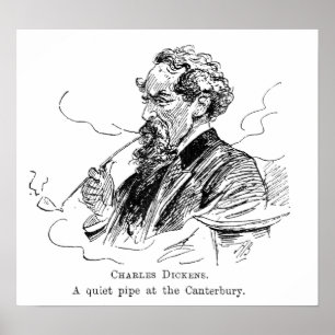 Charles Dickens. Eine ruhige Pfeife im Cantebury. Poster