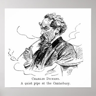 Charles Dickens. Eine ruhige Pfeife im Cantebury. Poster