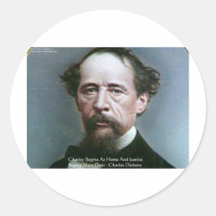 Charles Dickens "Gedanken zu Wohltätigkeit daheim" Runder Aufkleber