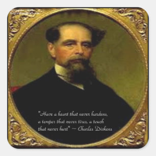 Charles Dickens & Herzliches Zitat Quadratischer Aufkleber