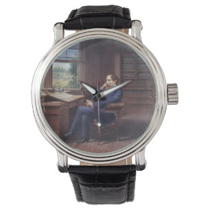 Charles Dickens in seiner Studie Armbanduhr