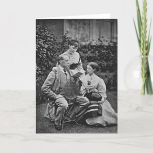 Charles Dickens mit zwei seiner Töchter Karte