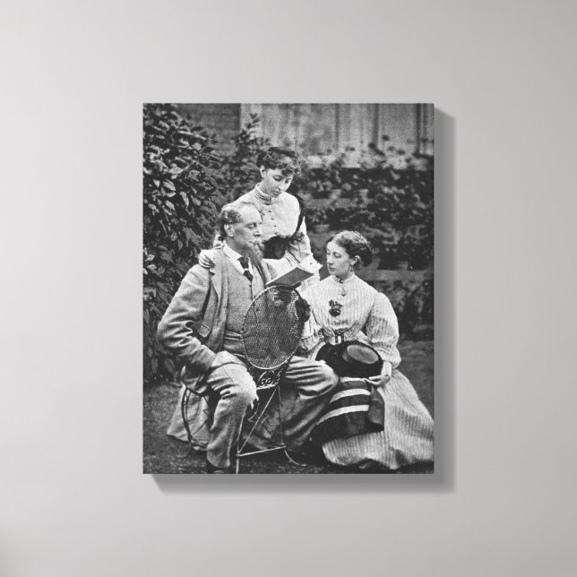 Charles Dickens mit zwei seiner Töchter Leinwanddruck (Vorderseite)