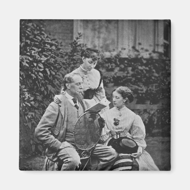 Charles Dickens mit zwei seiner Töchter Magnet (Vorne)