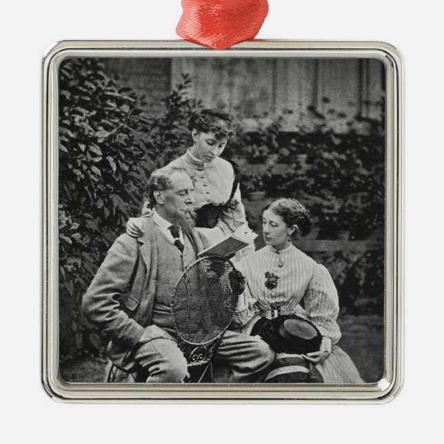Charles Dickens mit zwei seiner Töchter Ornament Aus Metall (Vorne)