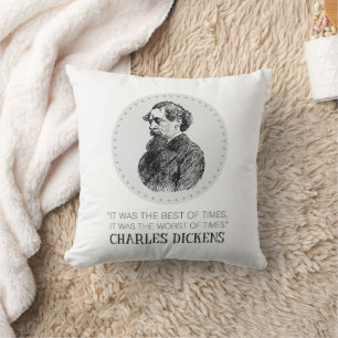 Charles Dickens Portrait und Zitat Kissen