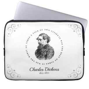 Charles Dickens Portrait und Zitat Laptopschutzhülle