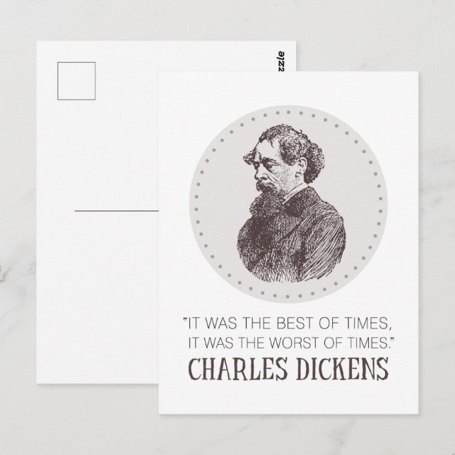 Charles Dickens Portrait und Zitat Postkarte (Vorne/Hinten)