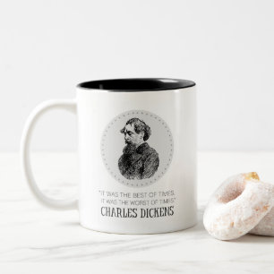 Charles Dickens Portrait und Zitat Zweifarbige Tasse