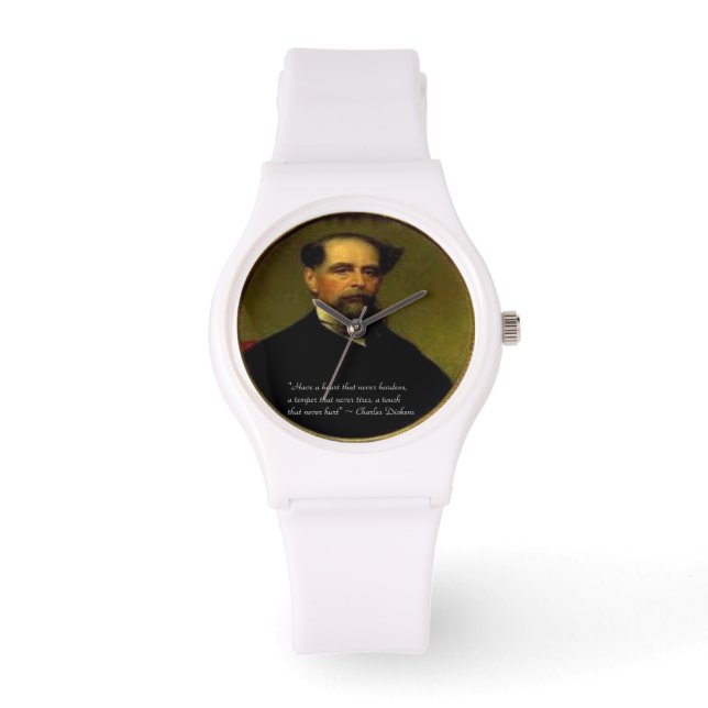 Charles Dickens Womens White Silicon Watch Armbanduhr (Vorderseite)