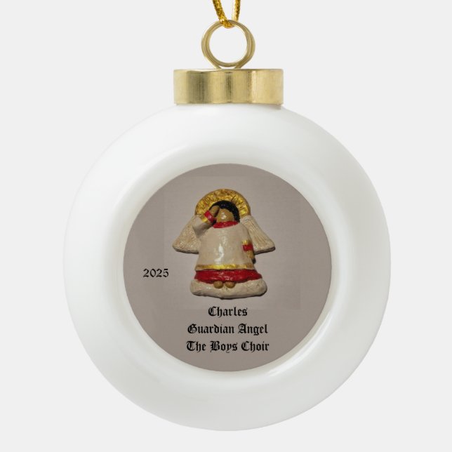 CHARLES GUARDIAN ANGEL 2025 KERAMIK Kugel-Ornament (Vorderseite)