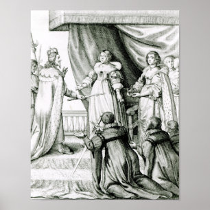Charles I., der die Zepter und Krone bekommt Poster