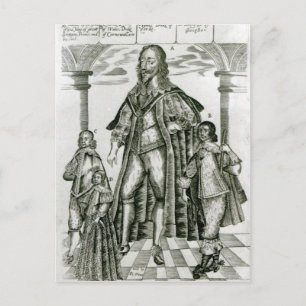 Charles I mit seinen Kindern Postkarte