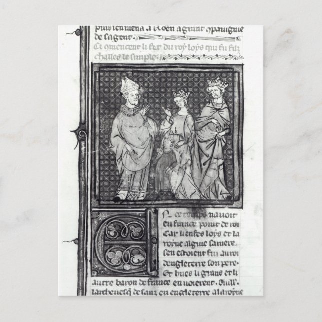 Charles III der Einfache mit seiner Ehefrau und se Postkarte (Vorderseite)