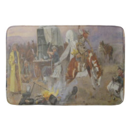 Charles M Russell - Bronc im Kuhlager Badematte