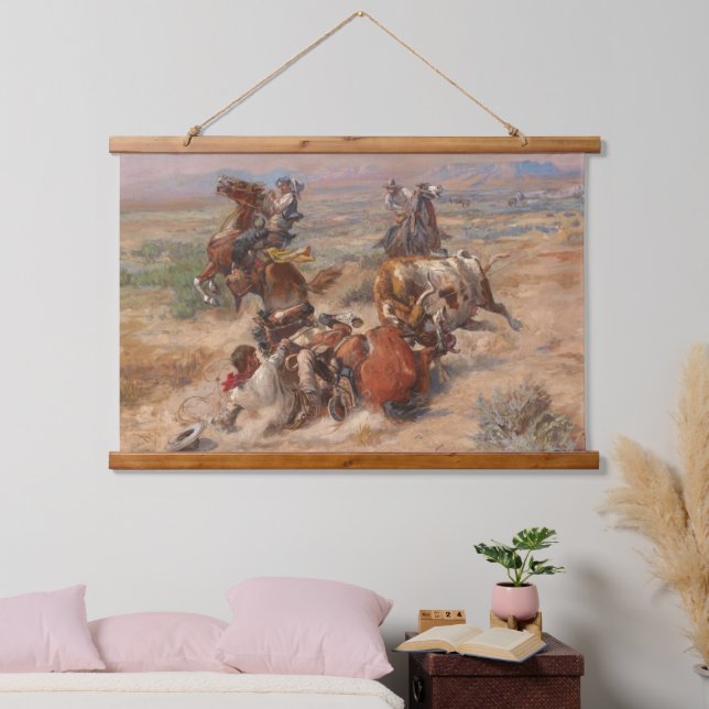 Charles M. Russell Das stürmische Leben Wandteppich Mit Holzrahmen (Schlafzimmer)