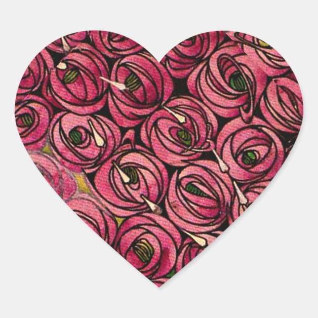 Charles Mackintosh Gemälde, Rose Herz-Aufkleber (Vorderseite)