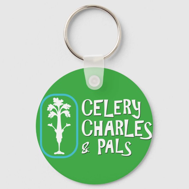 'Charles & Pals' Green Button Schlüsselanhänger (Vorderseite)