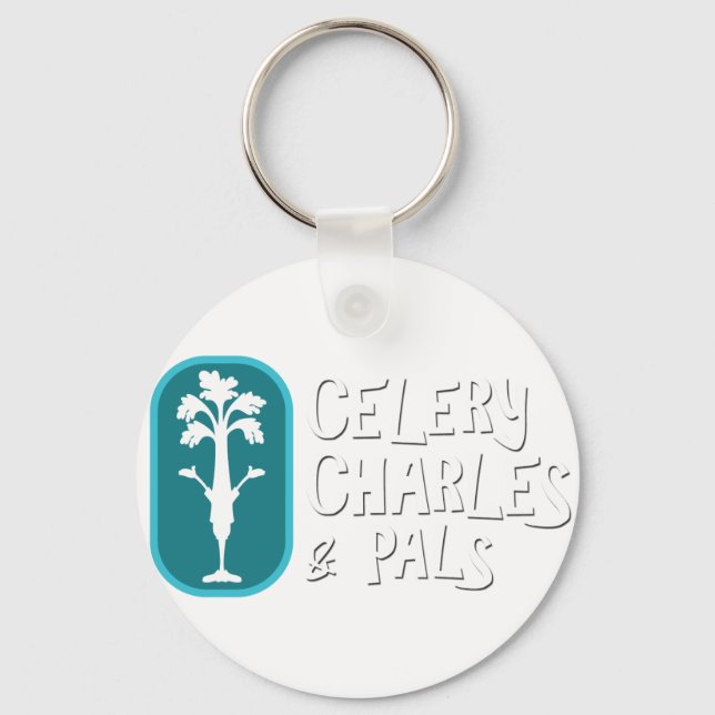 'Charles & Pals' White Button-Schlüsselanhänger Schlüsselanhänger (Vorderseite)