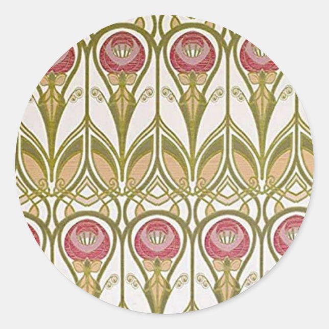 Charles Rennie Mackintosh Blume Design Runder Aufkleber (Vorderseite)