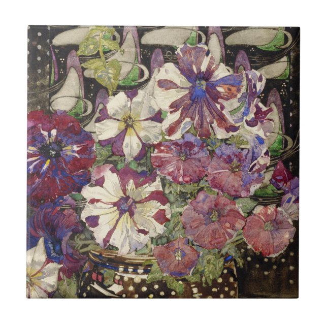 Charles Rennie Mackintosh - Petunias Fliese (Vorderseite)
