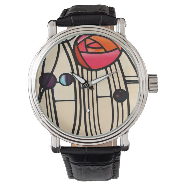 Charles Rennie Mackintosh Stains Glass Armbanduhr (Vorderseite)