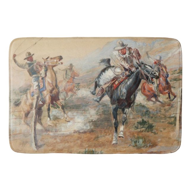 Charles Russell The Getaway Vintag Western Badematte (Vorderseite)