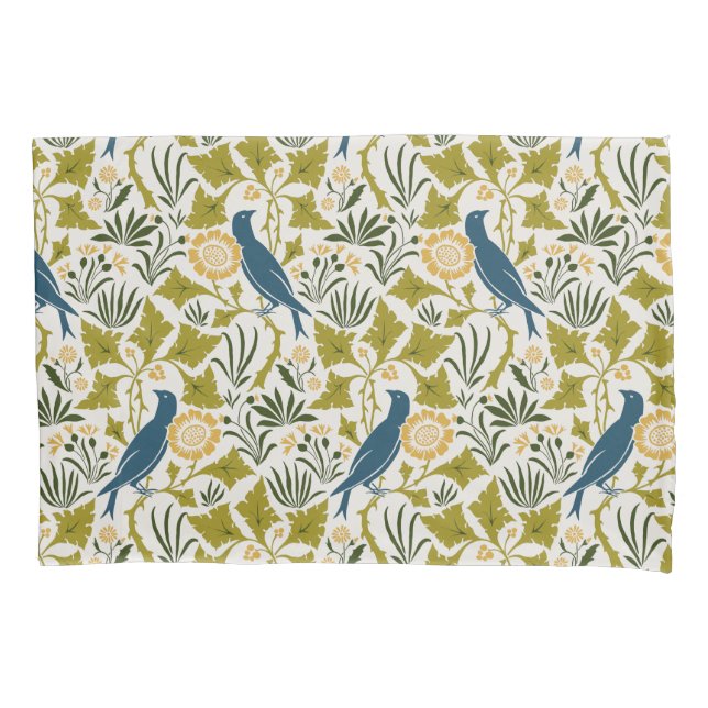 Charles Voysey Unter den Blätter mit Bluebirds Kissenbezug (Vorderseite)