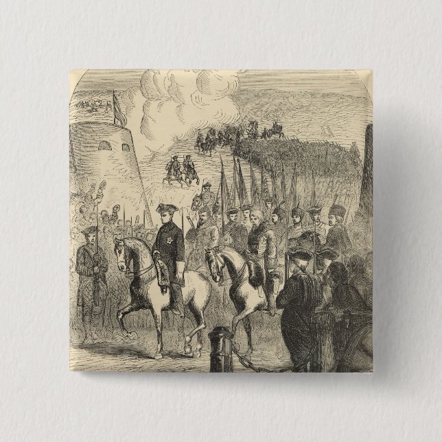Charles XII von Schweden Kopenhagen betretend Button (Vorderseite)