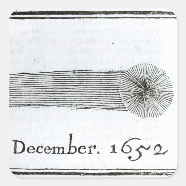 Charles's Comet, Dezember 1652 Quadratischer Aufkleber (Vorderseite)