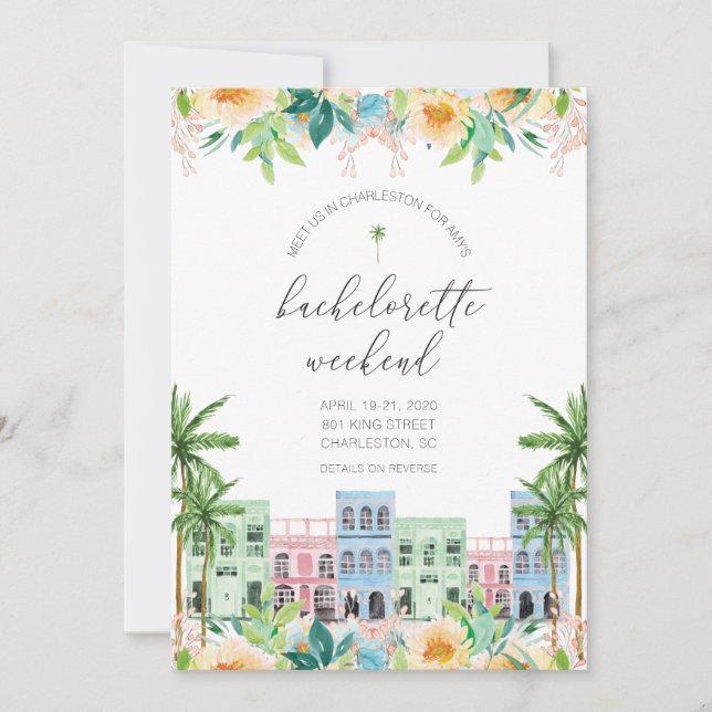 Charleston Bachelorette Invitation et itinéraire (Devant)