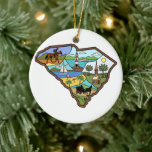Charleston Columbia South Carolina Myrtle Beach Keramik Ornament<br><div class="desc">Die SC Staat Karte im Retrostil enthält die Bereichscodes 803,  843,  854 und mt angenehme SC,  Lake Wylie und Lake Hartwell. Also,  wenn Sie ein Tourist oder Reisender von South Carolina sind,  und sind zum Torwart Strand gegangen,  Columbia,  SC ist dies für Sie!</div>