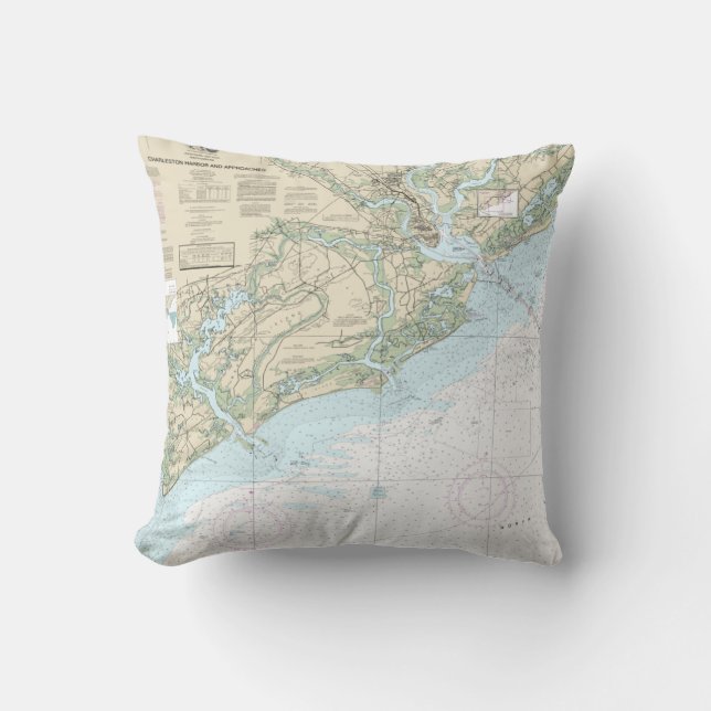Charleston, coussin nautique de diagramme de port (Recto)