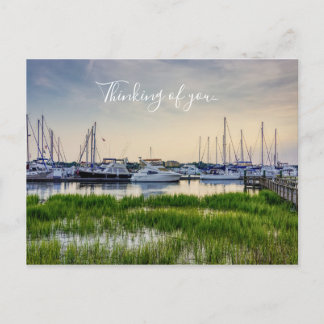 Charleston Harbour Boats Sunset Denken Sie an Sie Postkarte