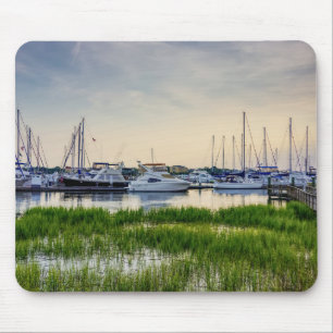 Charleston Harbour Boats Sunset Mousepad