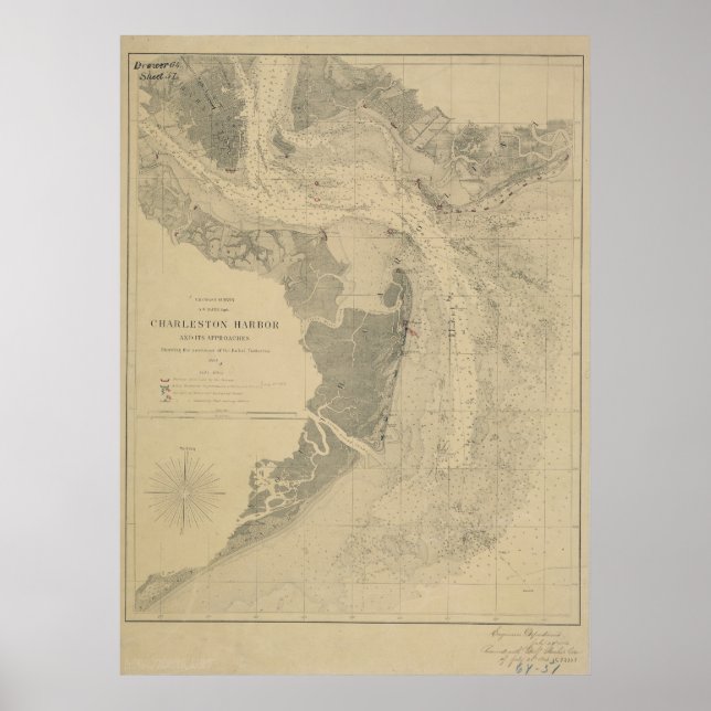 Charleston Harbour Map Poster (Vorne)