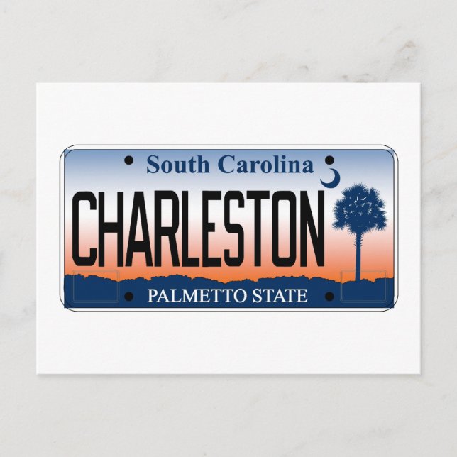 Charleston License Plate Postkarte (Vorderseite)