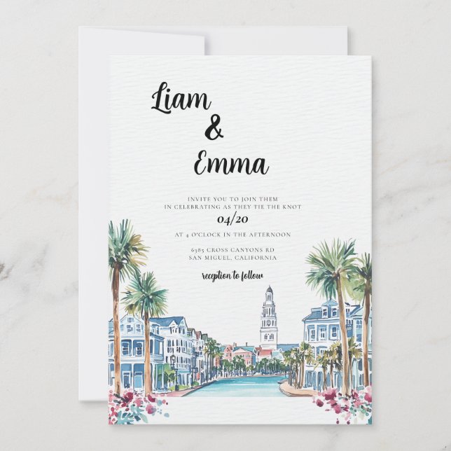 Charleston Mariage Destination Invitation (Devant)