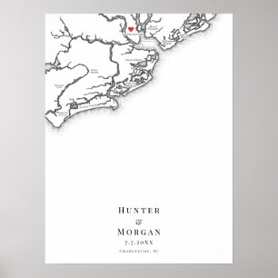 Charleston Mariage Élégante carte Poster du livre 