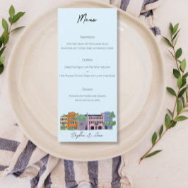 Charleston Menu für Wedding Watercolor Design Menükarte