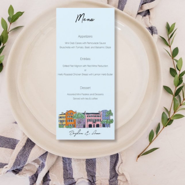 Charleston Menu pour Mariage Aquarelle design (Créateur téléchargé)