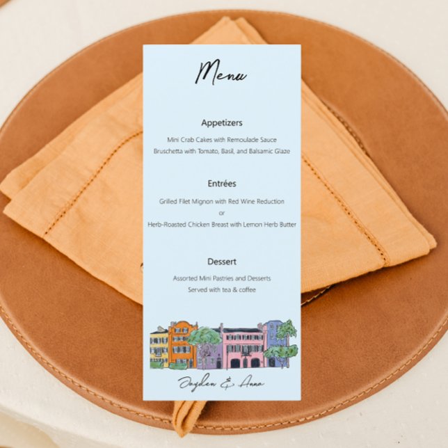 Charleston Menu pour Mariage Aquarelle design (Créateur téléchargé)