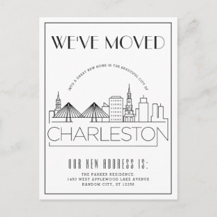 Charleston Modern Deco   Adressänderung Ankündigungspostkarte