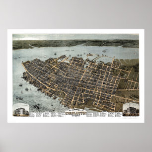 Charleston, panoramische Karte Sc - 1872 Poster