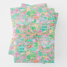 Charleston Pastell Preppy Palm Beach Muster Druck