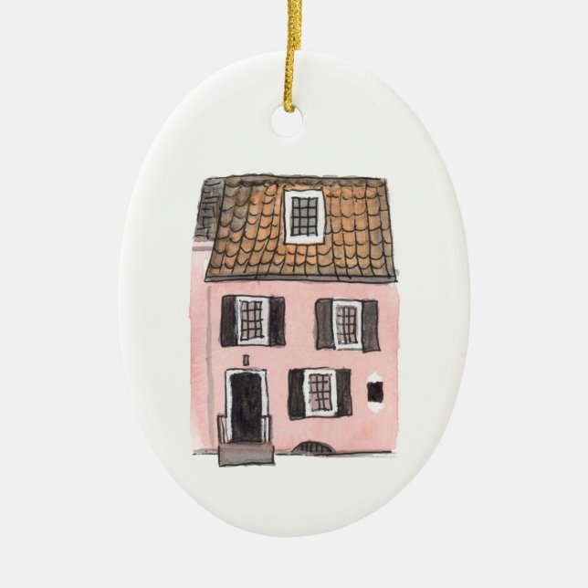 Charleston Pink House Ornament (Vorne)
