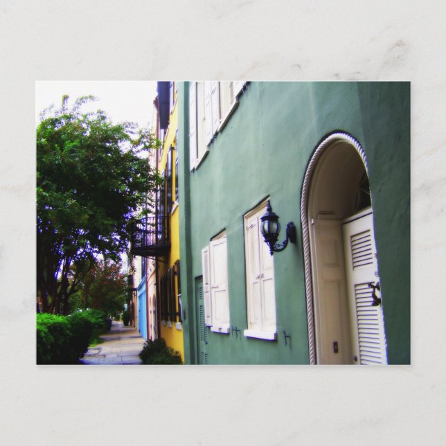Charleston Rainbow Row Houses Postkarte (Vorderseite)