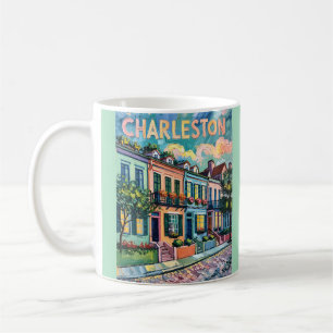 Charleston Rainbow Row SC Farbige Van Gogh Retro Kaffeetasse